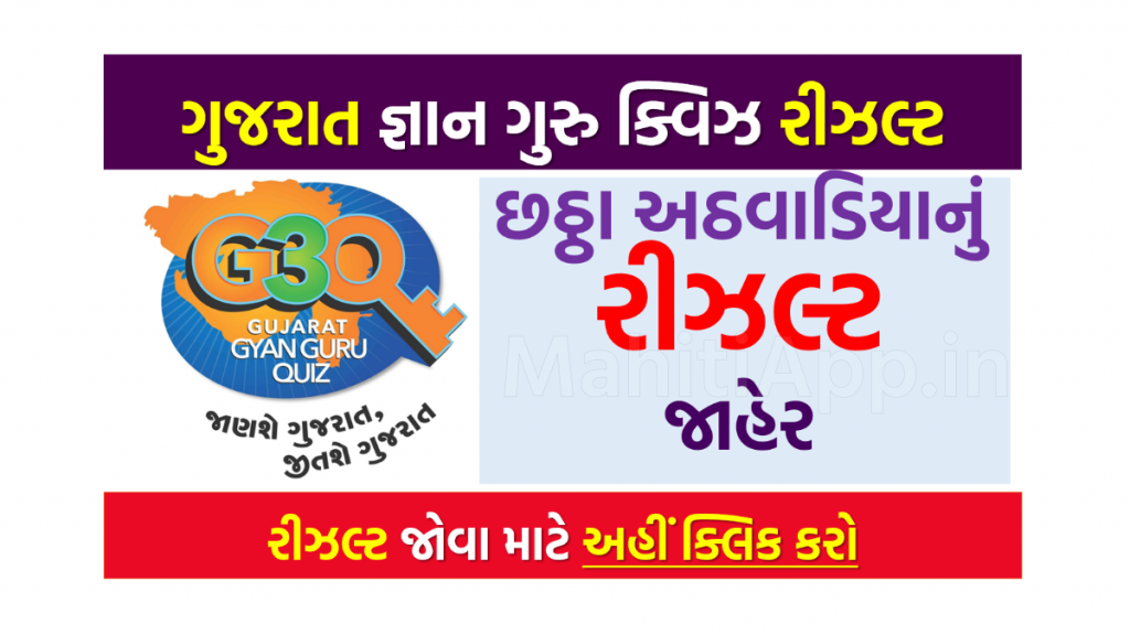ગુજરાત જ્ઞાન ગુરુ ક્વિઝનું છઠ્ઠા અઠવાડિયાનું પરિણામ જાહેર