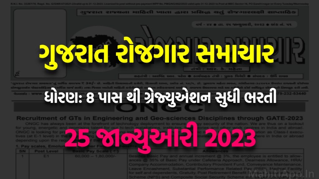 ગુજરાત રોજગાર સમાચાર 25 જાન્યુઆરી 2023